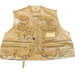 WOODFIELD Utility Vest Cargo Zip Front Hunting Fishing Photography Tactical Tan